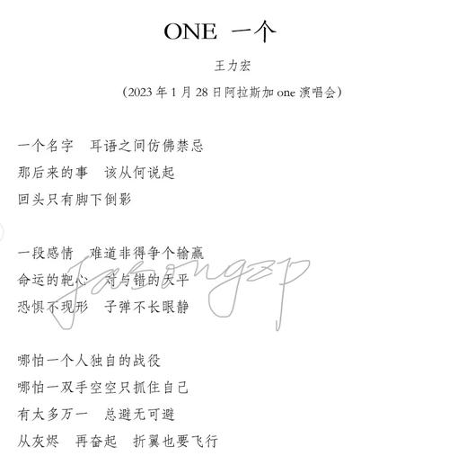 王力宏新歌《one》歌词深度解析与分享：探寻歌曲中的情感与故事线索