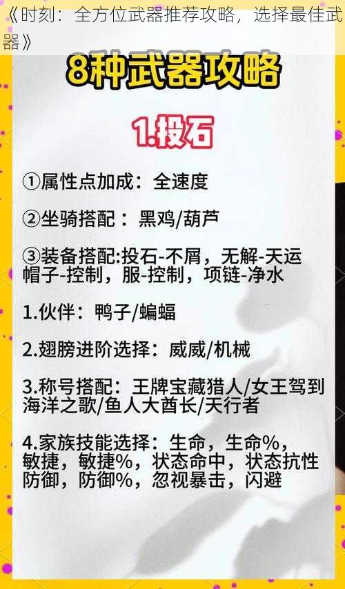 《时刻：全方位武器推荐攻略，选择最佳武器》