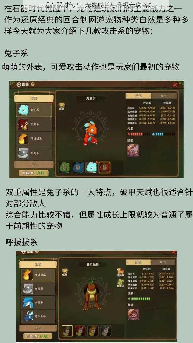 《石器时代2：宠物成长与升级全攻略》